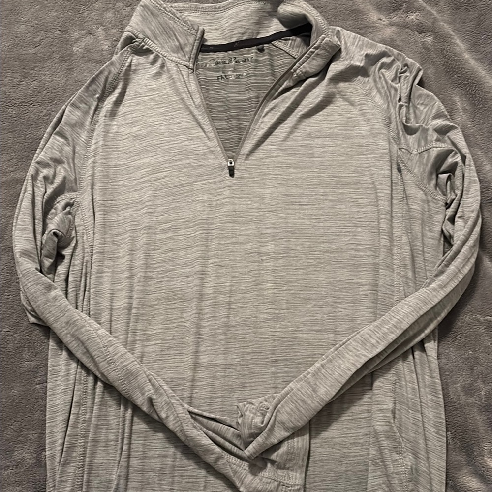Eddie Bauer Gray Zip Up Sweater with Classic Knit Texture